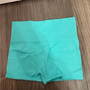 Vibrant Aqua High-Waisted Shorts and Tank workout set